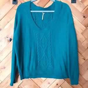 Free People Teal Crop Sweater
